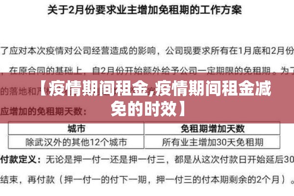 【疫情期间租金,疫情期间租金减免的时效】