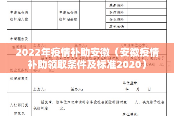 2022年疫情补助安徽（安徽疫情补助领取条件及标准2020）
