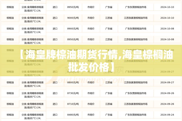 【海皇牌棕油期货行情,海皇棕榈油批发价格】
