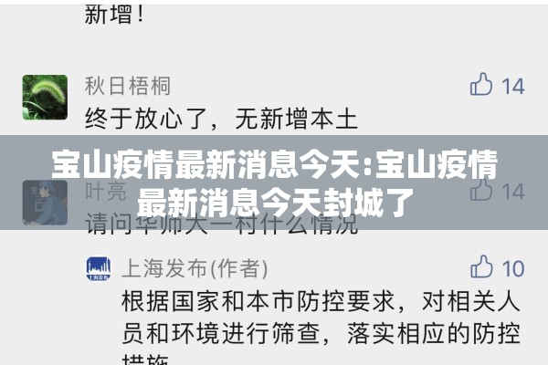 宝山疫情最新消息今天:宝山疫情最新消息今天封城了