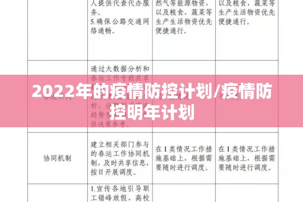2022年的疫情防控计划/疫情防控明年计划 2022年的疫情防控计划/疫情防控明年计划