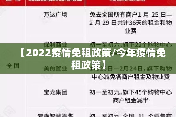 【2022疫情免租政策/今年疫情免租政策】 【2022疫情免租政策/今年疫情免租政策】