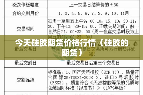 今天硅胶期货价格行情(硅胶的期货) 今天硅胶期货价格行情(硅胶的期货)