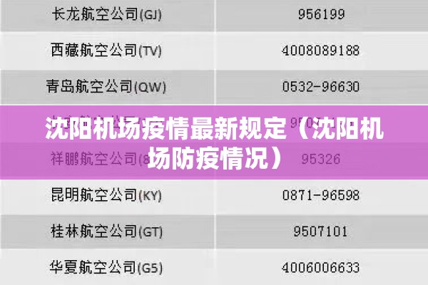 沈阳机场疫情最新规定（沈阳机场防疫情况）