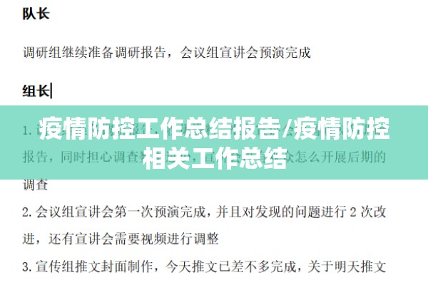 疫情防控工作总结报告/疫情防控相关工作总结