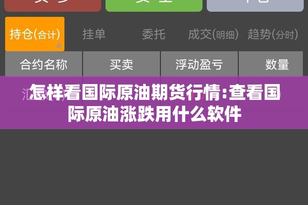 怎样看国际原油期货行情:查看国际原油涨跌用什么软件 怎样看国际原油期货行情:查看国际原油涨跌用什么软件