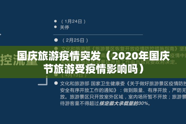 国庆旅游疫情突发(2020年国庆节旅游受疫情影响吗) 国庆旅游疫情突发(2020年国庆节旅游受疫情影响吗)