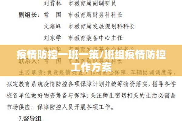 疫情防控一班一策/班组疫情防控工作方案 疫情防控一班一策/班组疫情防控工作方案