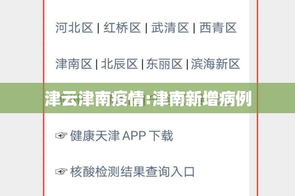 津云津南疫情:津南新增病例 津云津南疫情:津南新增病例