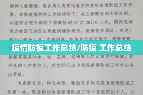 疫情防疫工作总结/防疫 工作总结