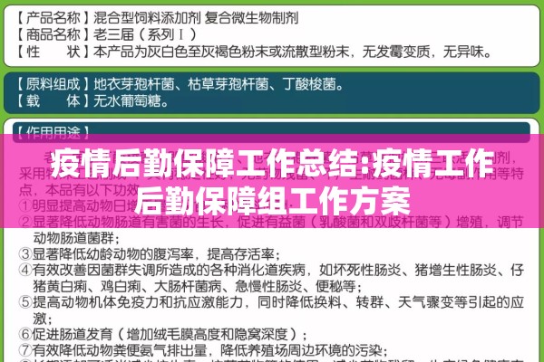 疫情后勤保障工作总结:疫情工作后勤保障组工作方案 疫情后勤保障工作总结:疫情工作后勤保障组工作方案