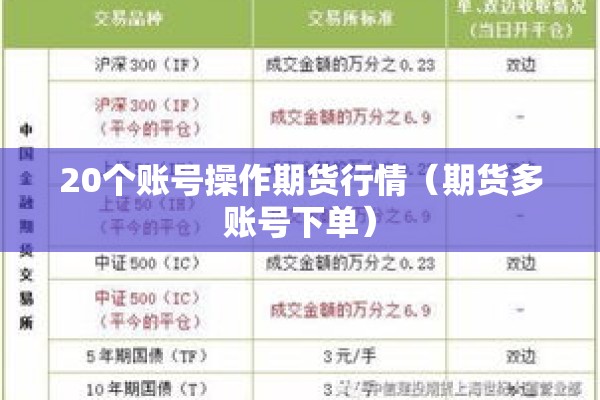 20个账号操作期货行情(期货多账号下单) 20个账号操作期货行情(期货多账号下单)