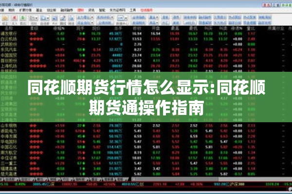 同花顺期货行情怎么显示:同花顺期货通操作指南