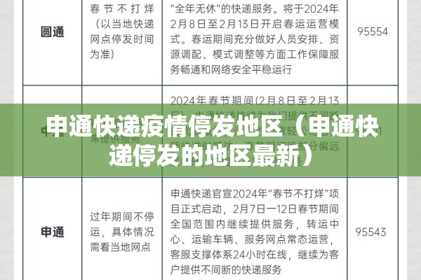 申通快递疫情停发地区（申通快递停发的地区最新）