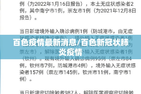 百色疫情最新消息/百色新冠状肺炎疫情