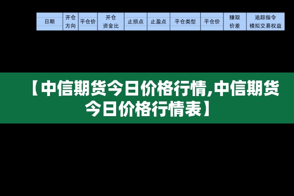 【中信期货今日价格行情,中信期货今日价格行情表】 【中信期货今日价格行情,中信期货今日价格行情表】