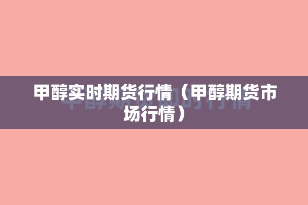 甲醇实时期货行情（甲醇期货市场行情）