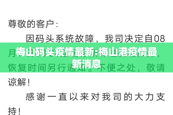 梅山码头疫情最新:梅山港疫情最新消息