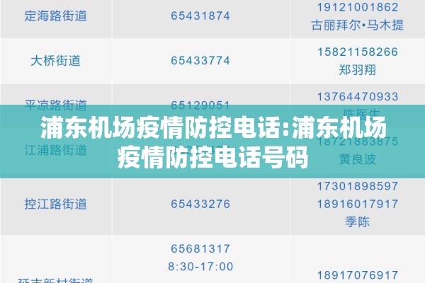 浦东机场疫情防控电话:浦东机场疫情防控电话号码