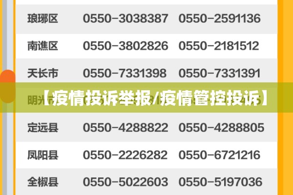 【疫情投诉举报/疫情管控投诉】