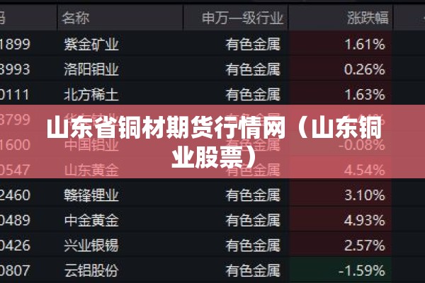山东省铜材期货行情网（山东铜业股票）