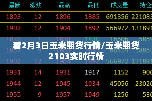 看2月3日玉米期货行情/玉米期货2103实时行情