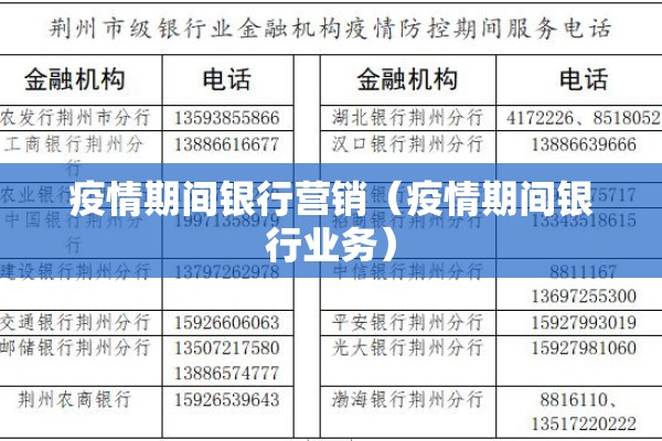 疫情期间银行营销（疫情期间银行业务）