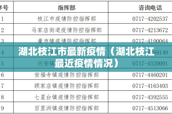 湖北枝江市最新疫情（湖北枝江最近疫情情况）