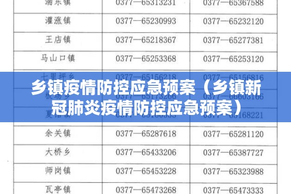 乡镇疫情防控应急预案（乡镇新冠肺炎疫情防控应急预案）