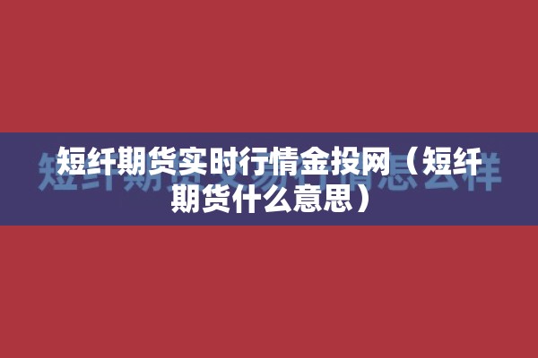 短纤期货实时行情金投网（短纤期货什么意思）
