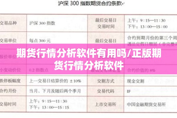 期货行情分析软件有用吗/正版期货行情分析软件