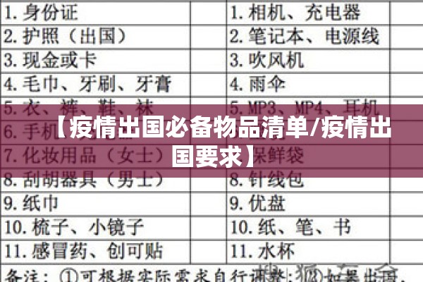 【疫情出国必备物品清单/疫情出国要求】 【疫情出国必备物品清单/疫情出国要求】