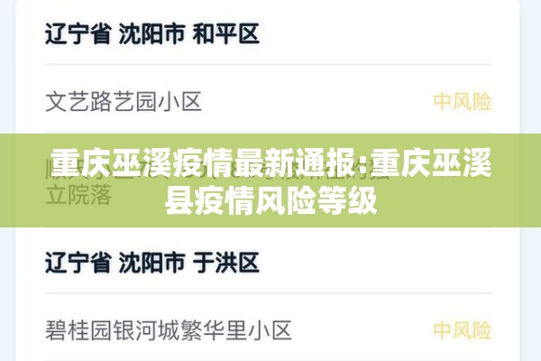 重庆巫溪疫情最新通报:重庆巫溪县疫情风险等级