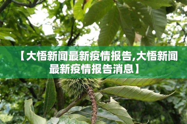 【大悟新闻最新疫情报告,大悟新闻最新疫情报告消息】 【大悟新闻最新疫情报告,大悟新闻最新疫情报告消息】
