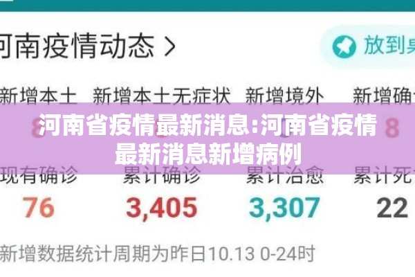 河南省疫情最新消息:河南省疫情最新消息新增病例 河南省疫情最新消息:河南省疫情最新消息新增病例
