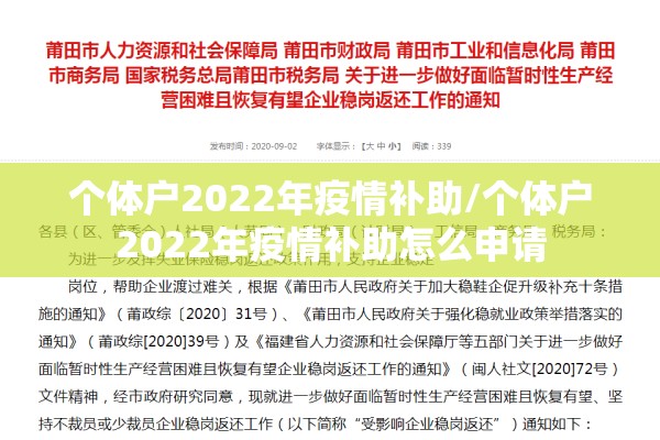 个体户2022年疫情补助/个体户2022年疫情补助怎么申请 个体户2022年疫情补助/个体户2022年疫情补助怎么申请