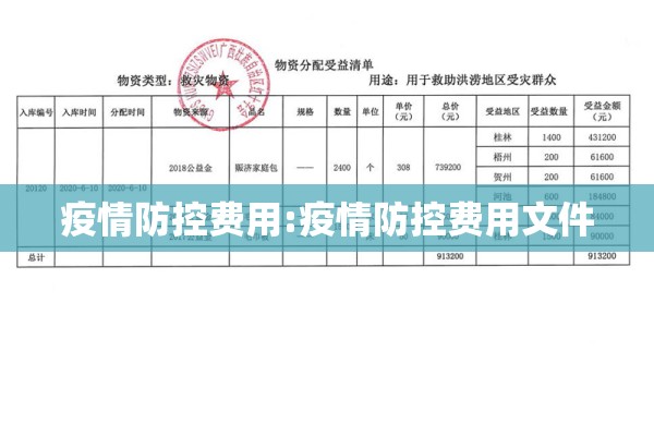 疫情防控费用:疫情防控费用文件