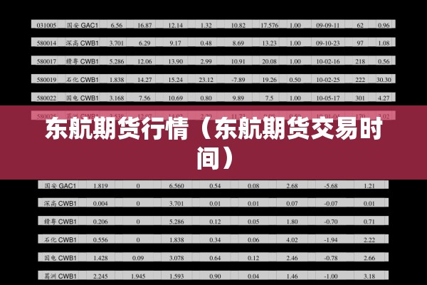 东航期货行情（东航期货交易时间）