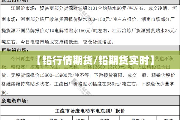 【铅行情期货/铅期货实时】 【铅行情期货/铅期货实时】