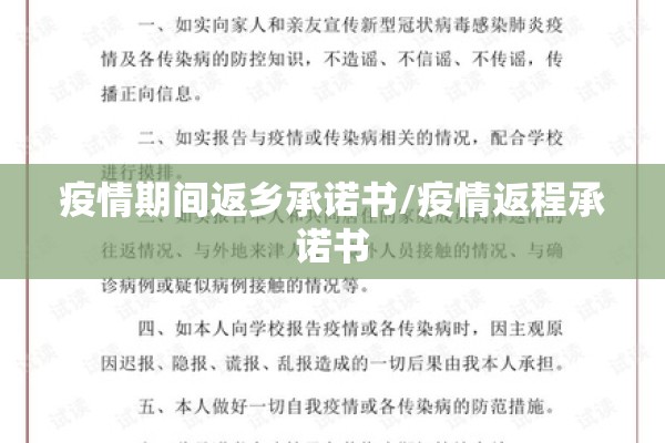 疫情期间返乡承诺书/疫情返程承诺书