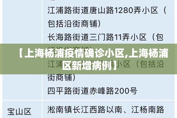 【上海杨浦疫情确诊小区,上海杨浦区新增病例】 【上海杨浦疫情确诊小区,上海杨浦区新增病例】