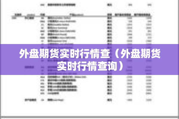外盘期货实时行情查(外盘期货实时行情查询) 外盘期货实时行情查(外盘期货实时行情查询)