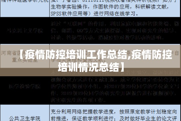 【疫情防控培训工作总结,疫情防控培训情况总结】