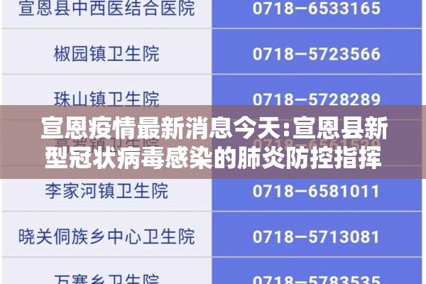 宣恩疫情最新消息今天:宣恩县新型冠状病毒感染的肺炎防控指挥部