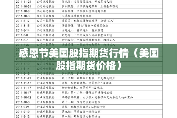 感恩节美国股指期货行情（美国股指期货价格）