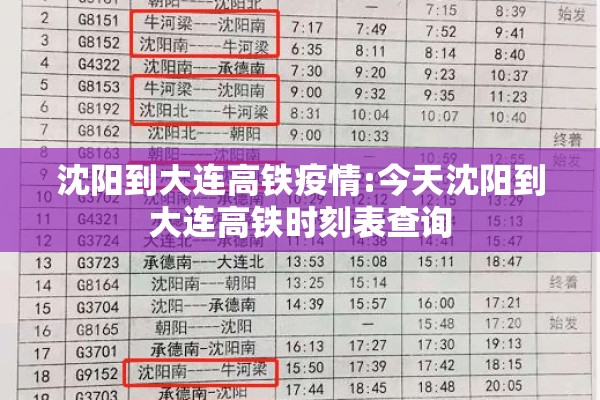 沈阳到大连高铁疫情:今天沈阳到大连高铁时刻表查询 沈阳到大连高铁疫情:今天沈阳到大连高铁时刻表查询